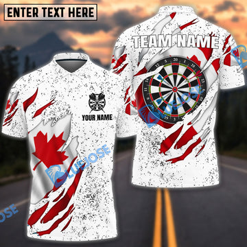 BlueJose Darts White Grunge Canadian Flag Darts Personalized Name, Team Name Shirt