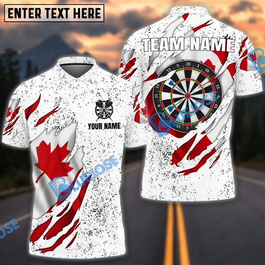 BlueJose Darts White Grunge Canadian Flag Darts Personalized Name, Team Name Shirt