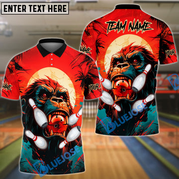 BlueJoses Bowling Godzilla Pattern Customized Name, Team Name 3D Shirt