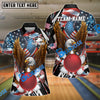 BlueJose Bowling American Eagle Patriotic USA Flag Strike Ball Design Personalized Name, Team Name 3D Shirt