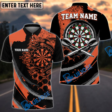 BlueJose Darts Black Flames Of Hell Personalized Name, Team Name Shirt ( 6 Colors)