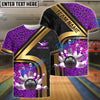 BlueJose Bowling & Pins Gold Diagonal Stripe Leopard Pattern Customized Name, Team Name 3D Shirt (4 Colors)