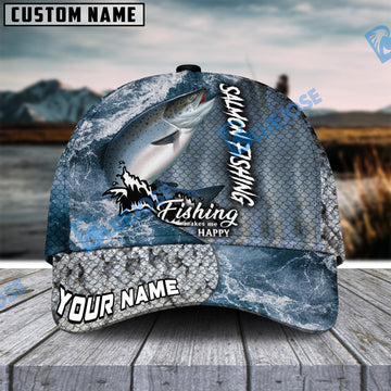 BlueJose Personalized Salmon Fishing Skin Seawave Classic Cap