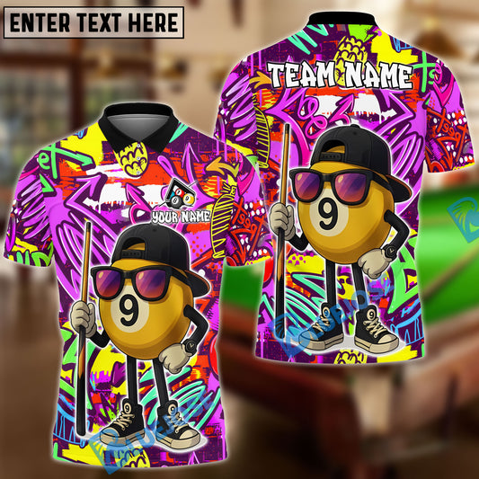 BlueJose Billiards Ball 9 Beer Crown Pool Tee Funny Bar Personalized Name Shirt (4 Colors)