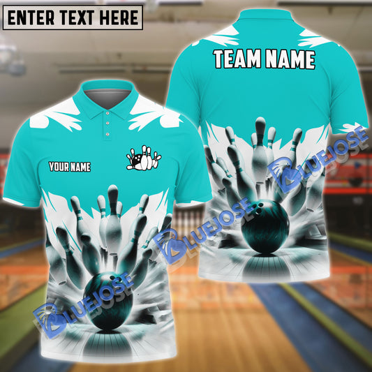 BlueJose Bowling And Pins Ice Age Pattern Customized Name 3D Shirt (5 Colors)