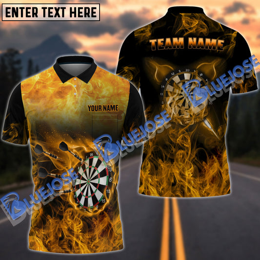 BlueJose Darts Flaming Smoke Personalized Name, Team Name Shirt (4 Colors)