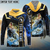 Bluejose Bass Fishing Golden With Blue Flame Pattern Custom Name & Team Name 3D Shirts
