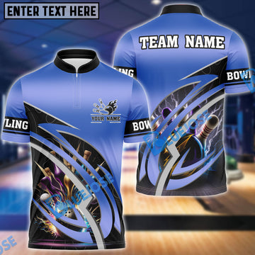 BlueJose Bowling And Pins Premium Sport Customized Name 3D Shirt (4 Colors)