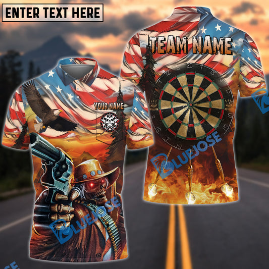 BlueJose Darts American West Cowboy Skull Personalized Name Shirt