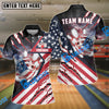 BlueJoses Bowling American Flag Patriot Customized Name, Team Name 3D Shirt