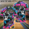 BlueJose Bowling And Pins Graffiti Chimp Customized Name 3D Shirt (4 Colors)