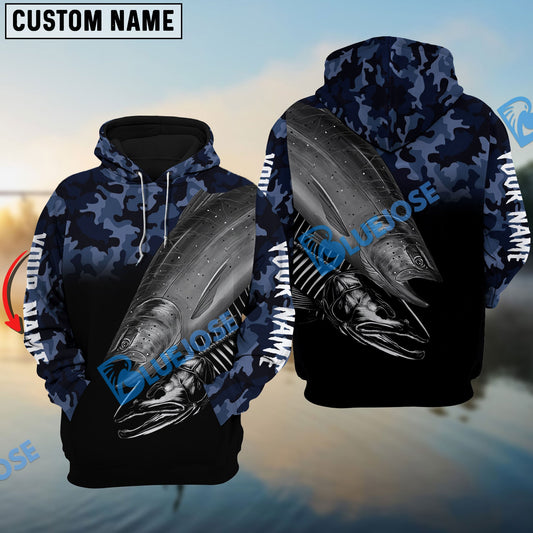 BlueJose Chinook Salmon Fishing Camo Customize Name 3D Shirts