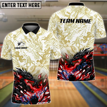 BlueJose Bowling And Pins Black Dragon Power Power Customized Name, Team Name 3D Shirt (4 Colors)