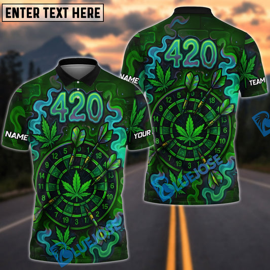 BlueJose Darts 420 Neon Cannabis Dartboard Glow Personalized Name, Team Name Unisex Shirt (4 Colors)
