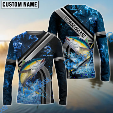 Bluejose Tuna Fishing Ocean Wave Power Custom Name & Team Name 3D Shirts