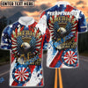 BlueJose Darts American Eagle with USA Flag Dartboard Stars Personalized Name Shirt