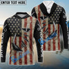 Bluejose Us Fishing 3D Fish Hook American Flag Patriotic Fish On   Quick Dry Customize Name Long Sleeves Shirts