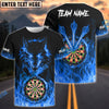 BlueJose Darts Wolf Fire Flame Personalized Name, Team Name 3D Shirt (4 Colors)