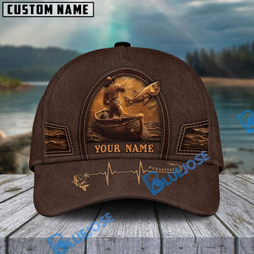 BlueJose Personalized Fishing Leather Pattern Cap