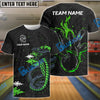 BlueJose Bowling And Pins Black & Neon Venomous Snake Customized Name And Team Name 3D Shirt (4 Colors)