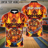BlueJose Bowling & Pins Inferno Demon Flaming Design Customized Name, Team Name 3D Shirt (4 Colors)
