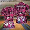 BlueJose Bowling Pink Cartoon Love Heart Personalized Name, Team Name 3D Shirt