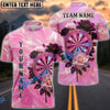 BlueJose Darts Elegant Floral Dartboard Pearl Gradient Design Personalized Name, Team Name Unisex Shirt (4 Colors)