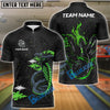 BlueJose Bowling And Pins Black & Neon Venomous Snake Customized Name And Team Name 3D Shirt (4 Colors)