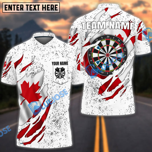 BlueJose Darts White Grunge Canadian Flag Darts Personalized Name, Team Name Shirt