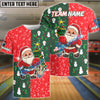 BlueJose Bowling Ball & Pins Merry Christmas Santa Multicolor Option Customized Name 3D Shirt (3 Colors)