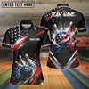 BlueJose Bowling American Flag Strike Splash Customized Name, Team Name 3D Shirt