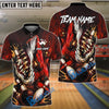BlueJose Bowling And Pins Scary Fierce Shark Attack Customized Name, Team Name 3D Shirt (4 Colors)