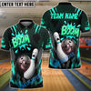 BlueJose Bowling Boom Cartoon Impact Customized Name, Team Name 3D Shirt (4 Colors)