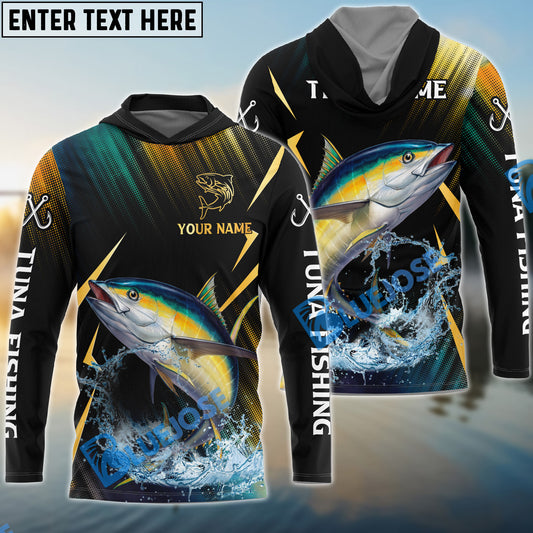 Bluejose Tuna Fishing Golden With Skinfish Pattern Custom Name & Team Name 3D Shirts