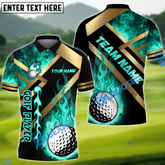 BlueJose Golf Metal and Fire Customized Name, Team Name 3D Shirts (4 Colors)