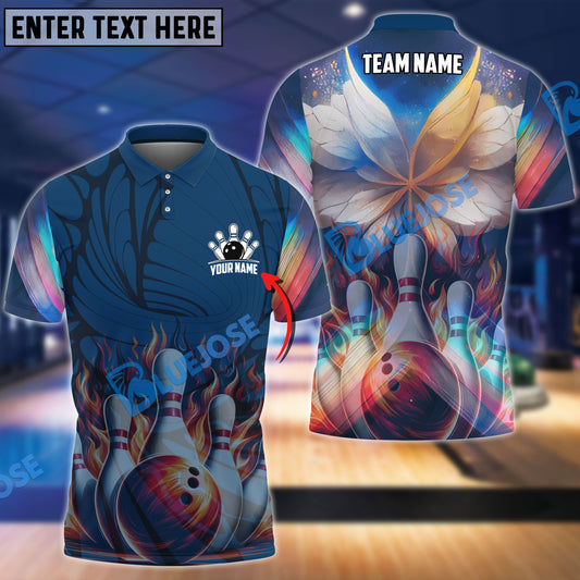 BlueJose Bowling And Pins Butterfly Customized Name 3D Shirt (4 Colors)