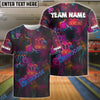 BlueJose Bowling Neon Cat Customized Name, Team Name 3D Shirt