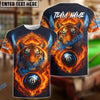 BlueJose Billiards 8 Ball Wings Fiery Tiger Personalized Name, Team Name Unisex Shirt (4 Colors)