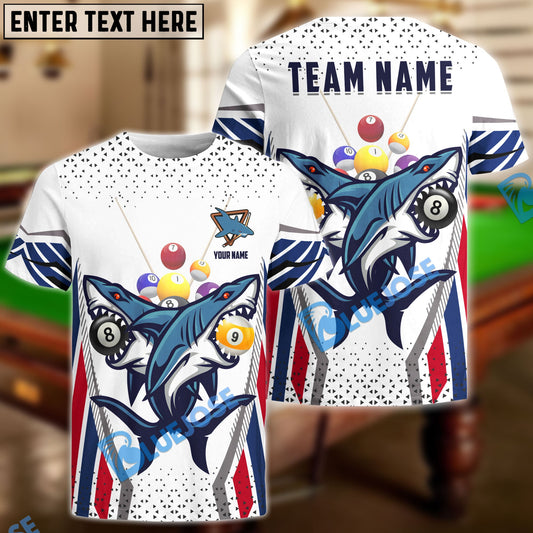 BlueJose Billiard Shark 8 and 9 Ball US Flag Personalized Name, Team Name Hawaiian Shirt