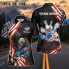 BlueJose Bowling American Flag Eagle Strike Patriotic Design Personalized Name, Team Name 3D Shirt