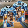 BlueJose Bowling And Pins Funny Bulldog Cool Drinking Beer Design Customized Name, Team Name 3D Shirt (4 Colors)
