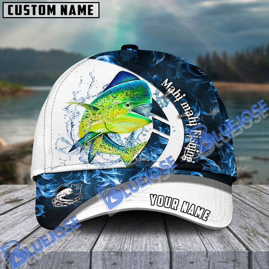 BlueJose Mahi mahi Fishing Blue Flame Sport Custom Name Cap