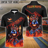 BlueJose Bowling And Pins Fire King Ball With Crown Customized Name 3D Shirt (4 Colors)
