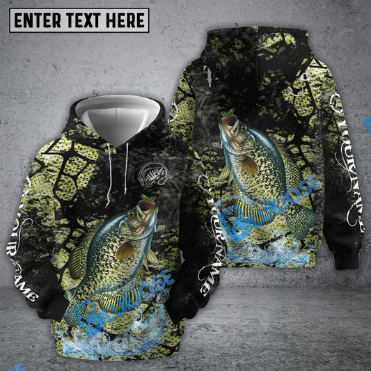 Bluejose Crappie Fishing Dark Water Art Style Custom Name & Team Name 3D Shirts