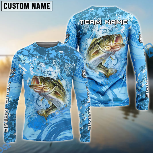 Bluejose Bass Fishing Catch The Blue Wave Custom Name & Team Name 3D Shirts