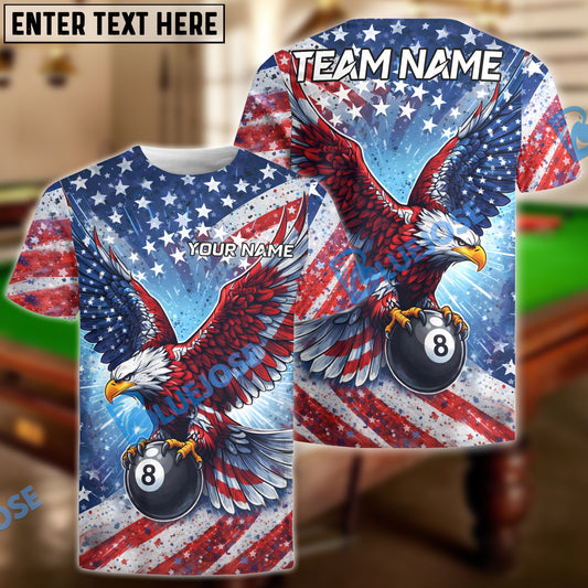 BlueJose Billiards 8 Ball USA Flag Eagle Personalized Shirt