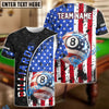 BlueJose Billiards Ball 8 Patriotic American Flag Customized Name, Team Name 3D Shirt
