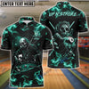 BlueJose Billiards Green Skull Up N Stroke Team Personalized Name 3D Shirt