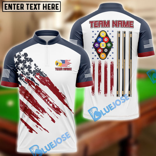 BlueJose Billiards Ball 9 US Flag Champion Pattern Personalized Name Shirt