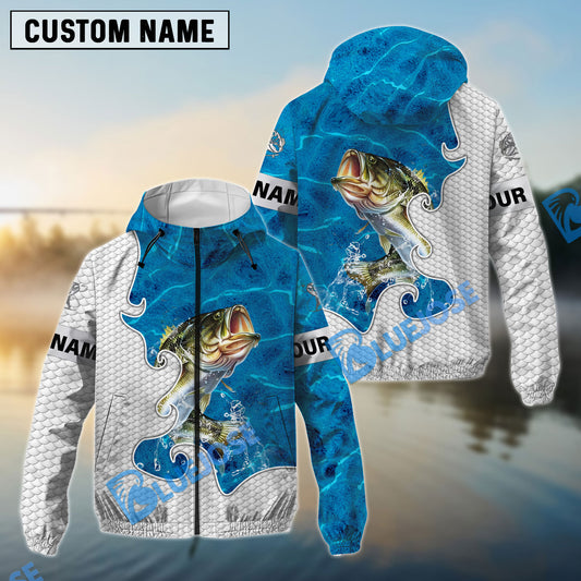 BlueJose Customize Name Bass Fishing Blue Water 3D Shirts